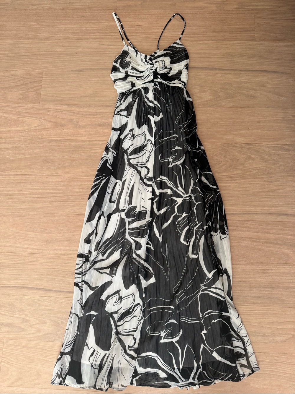 Express Black & White Floral Pleated Maxi Dress